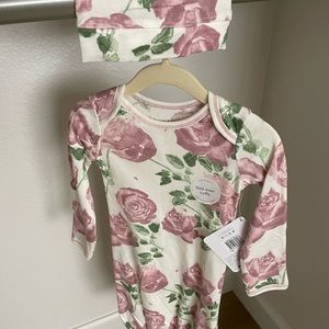 Burt's Bees Baby Newborn Gown & Cap Set - English Rose - 2 Available for Twins!